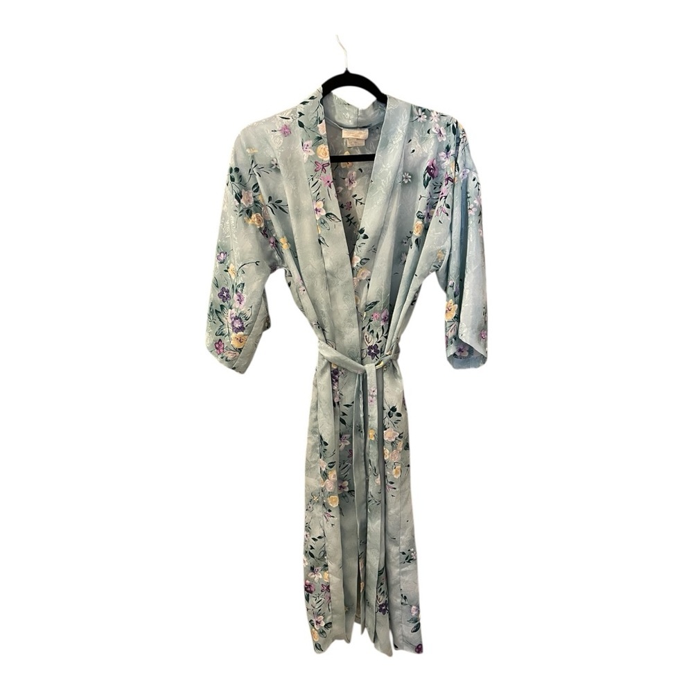 Inner Most Vintage Blue Floral Full- Length Floral Robe, Size Small.